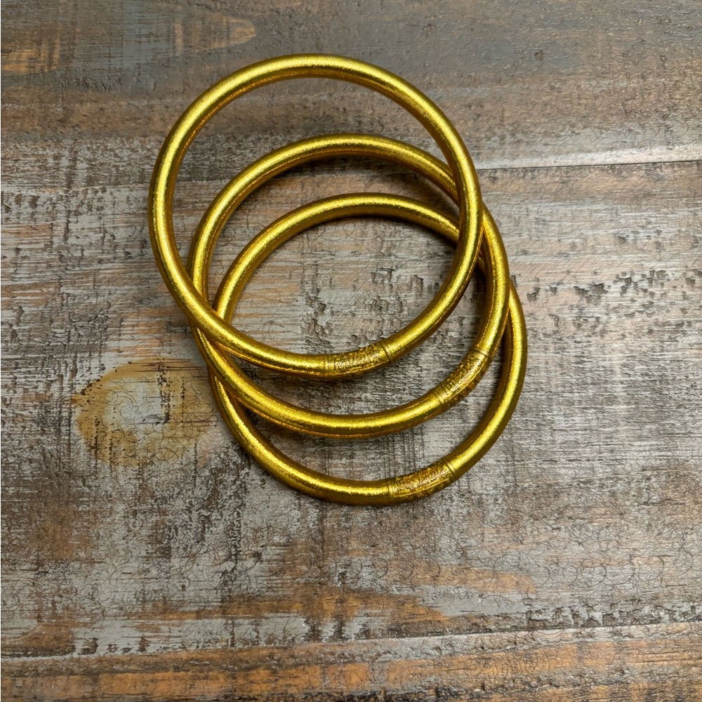 Budha Girl GOLD ALL WEATHER BANGLES. Set of 3 size large